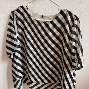 Halogen Black & White Gingham Puff Sleeve Top